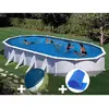 Image de Kit piscine acier blanc Gré Atlantis ovale 10,20 x 5,75 x 1,32 m + Bâche hiver + Bâche à bulles