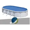 Image de Kit piscine acier blanc Gré Fidji ovale 7,44 x 3,99 x 1,22 m + Bâche hiver