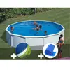 Image de Kit piscine acier blanc Gré Fidji ronde 5,70 x 1,22 m + Bâche hiver + Bâche à bulles