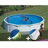 Image de Kit piscine acier blanc Gré Fidji ronde 5,70 x 1,22 m + Bâche hiver + Tapis de sol
