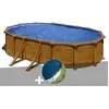 Image de Kit piscine acier aspect bois Gré Mauritius ovale 5,27 x 3,27 x 1,32 m + Bâche hiver