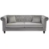 Image de Canapé 3 Places en Velours Chesterfield 217cm Gris Clair