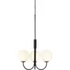 Image de Suspension structure en métal noir et 3 globes en verre opale 45cm Ballon - Herstal