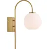 Image de Applique murale structure en laiton satin et globe en verre opale 38cm Ballon - Herstal