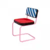 Image de Chaise en métal rose et tissu rouge et bleu Hatch - Seletti