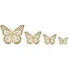 Image de Lot de 4 Décorations Murales en Métal Butterflies 35cm Or