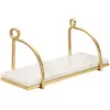Image de Étagère murale glamour en métal doré et marbre blanc Marble