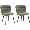 Image de Ensemble de 2 chaises en tissu vert avec pieds en métal, 58 x 60,5 x 85 cm