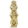 Image de Statuette Déco Pyramide 3 Singes 30cm Or