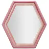 Image de Miroir hexagonal mural moderne avec cadre en velours rose Tony
