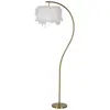Image de Lampadaire Imitation Plume Semi Arc 170cm Or & Blanc