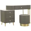 Image de Coiffeuse Avec Pouf Effet Marbre Sharon 120 Gris & Or