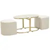Image de Table Basse Avec 2 Poufs Relax 79cm Blanc & Or