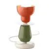 Image de Lampe de table en céramique orange pokè et verte sauge 12x24cm Berimbau - Ferroluce