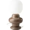 Image de Lampe de table en verre opalin et céramique marron moka 17x35cm Copacabana - Ferroluce