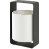 Image de Petit lampe de table en métal noir et tissu blanc 16 x 15 x 27 cm Lula - Faro Barcelona