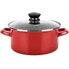 Image de Casserole Induction 20 cm Acier Émaillé, Antiadhésif sans PFOA, Couvercle Verre Optimax FAG
