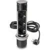 Image de Emuca 5049565 Multiconnecteur Vertikal Push 60, diamètre 60 mm, 3 prises de type Schuko, 1 USB de type A, 1 USB de type C, Acie