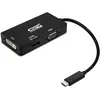 Image de Nanocable Adaptateur vidéo USB-C 3-en-1 VGA HDMI DVI - Noir