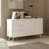 Image de Buffet 2 portes 3 tiroirs 140x40x81 cm en pin blanc - KLIMEA