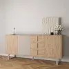 Image de Buffet 3 portes 3 tiroirs 180x40x80 cm effet chêne et crème - JUNGA
