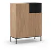 Image de CAILIN - Buffet haut chêne artisanal et noir - 2 portes 1 niche