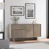 Image de Buffet 3 portes 1 tiroir 146x45x76 cm effet chêne - FHURI