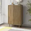 Image de Buffet haut 2 portes 86x40x131 cm effet chêne foncé - SUDEA