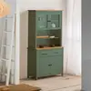 Image de Buffet vaisselier 4 portes 90x40x180 cm vert et naturel - BLUZA