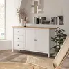 Image de Buffet 2 portes 3 tiroirs 150x40x80 cm blanc et chêne - ZRATA
