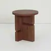 Image de Table d'appoint ronde en bois de frêne peint noyer marron 38 x 42,5 cm Noon - Nobodinoz