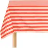 Image de Nappe rectangulaire en popeline de coton bio à rayures rouge 150 x 250 cm - Nobodinoz