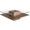 Image de Table basse carrée en verre trempé et noyer