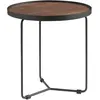 Image de Table d'angle ronde en noyer et acier noir