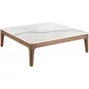 Image de Table basse carrée en porcelaine, marbre et noyer