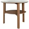Image de Table d'angle ronde en porcelaine, marbre et noyer
