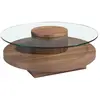 Image de Table basse ronde en verre trempé et noyer