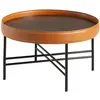 Image de Table basse ronde en simili cuir, noyer et acier noir