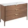 Image de Commode en noyer avec plateau en verre effet marbre