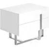 Image de Table de chevet bois blanc et acier chromé