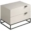 Image de Table de chevet en bois gris et acier noir
