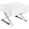Image de Table de chevet en bois blanc et acier chromé