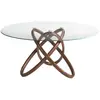 Image de Table à manger ronde verre trempé et noyer