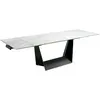 Image de Table à manger à rallonge rectangulaire marbre porcelaine et acier noir