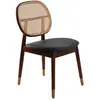 Image de Chaise en rotin et similicuir noir