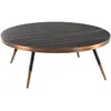 Image de Table basse ronde en marbre de porcelaine et acier noir