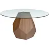 Image de Table à manger ronde verre trempé et noyer