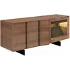 Image de Buffet en noyer et acier noir avec éclairage intérieur