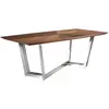 Image de Table à manger baril ovale noyer et acier chromé