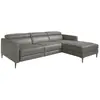 Image de Canapé d'angle relax droite en cuir gris foncé